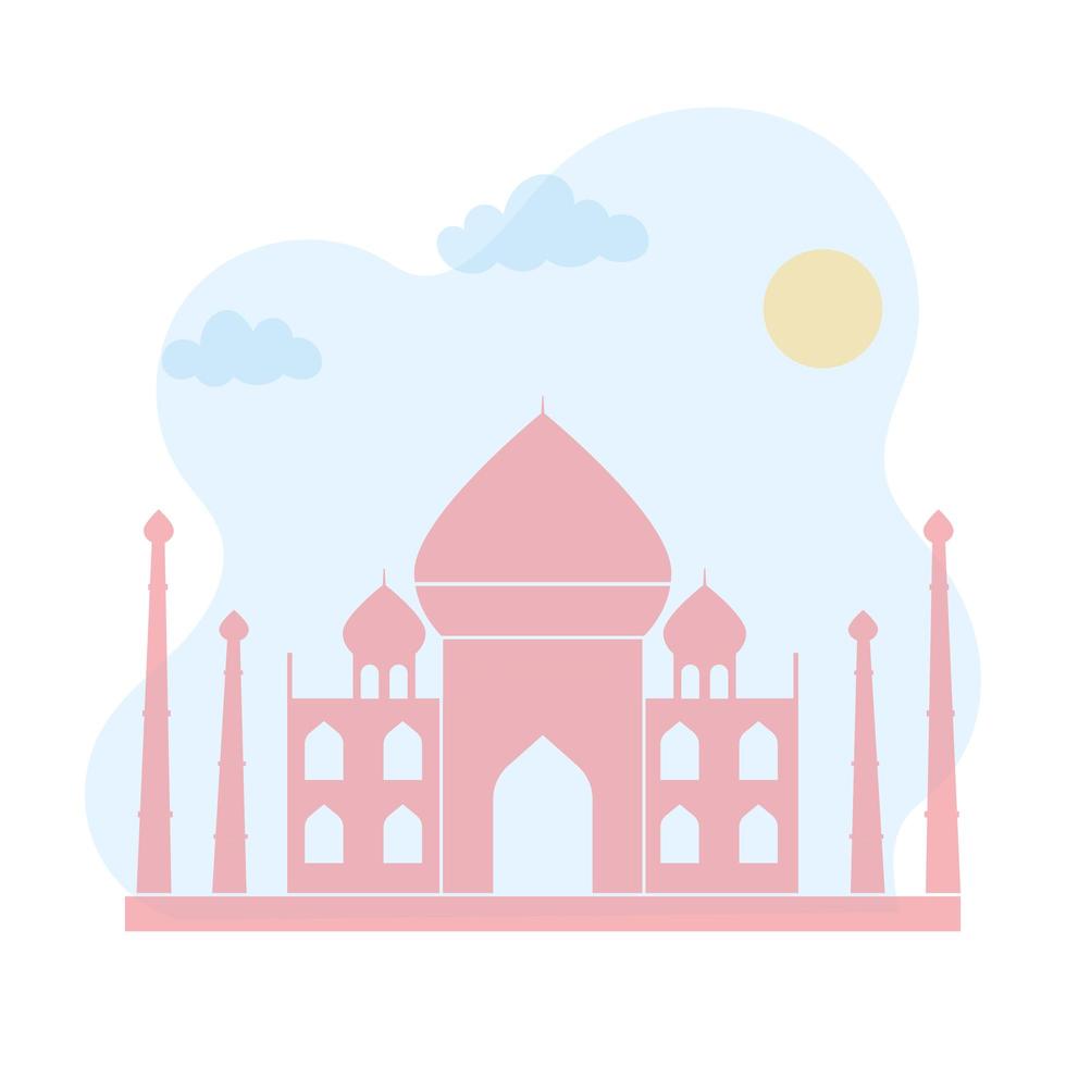 taj mahal skyline architecture urban city scene vector