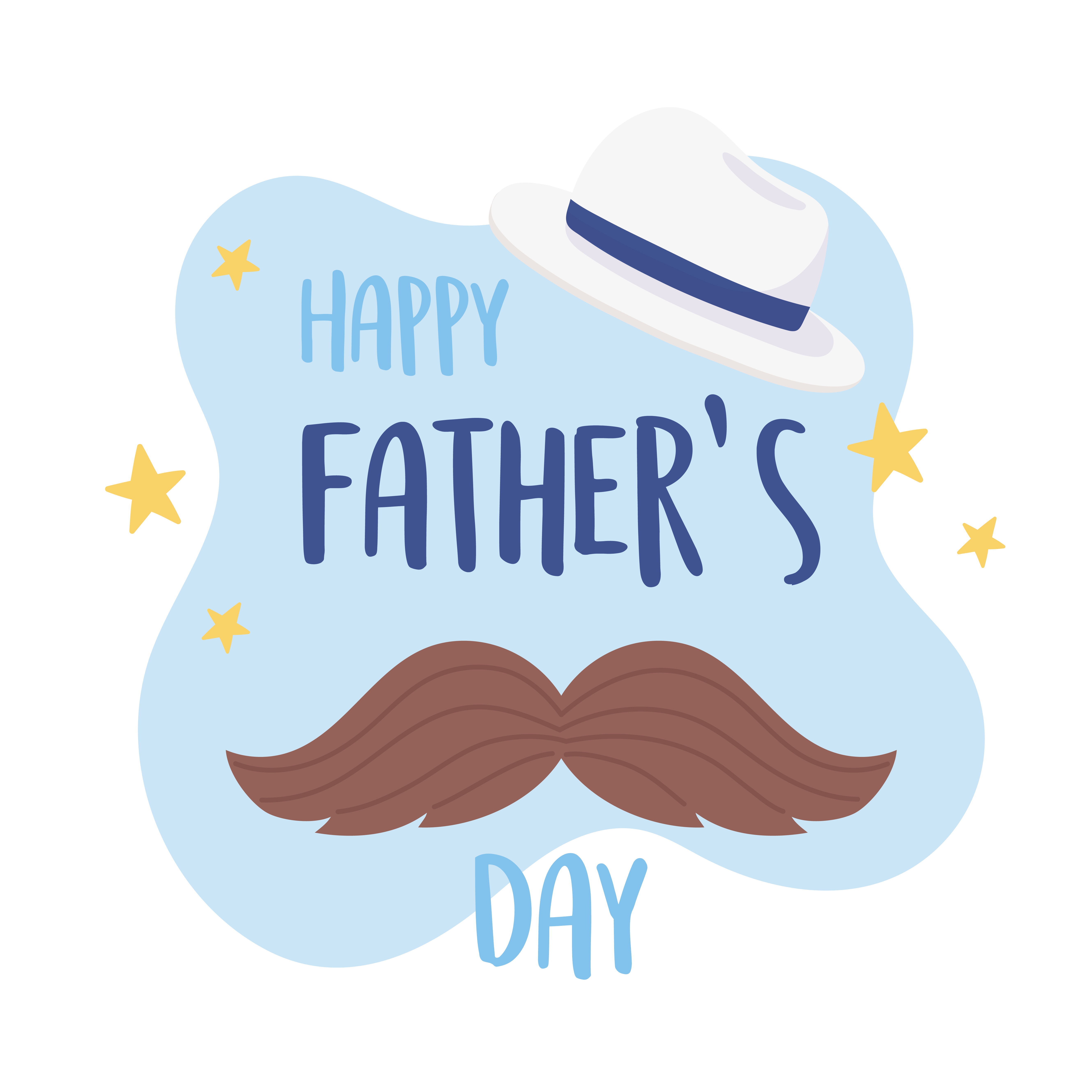 happy fathers day, moustache and hat greeting card 1827704 Vector