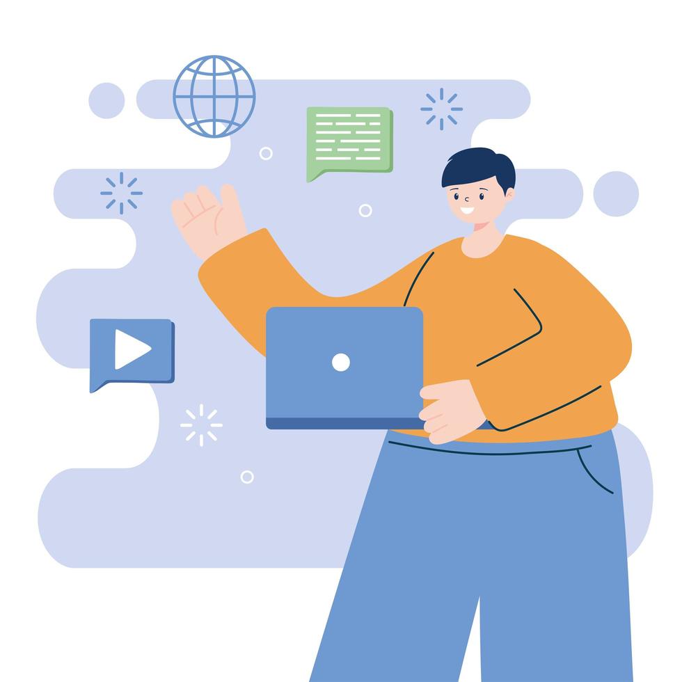 Man with laptop vector design