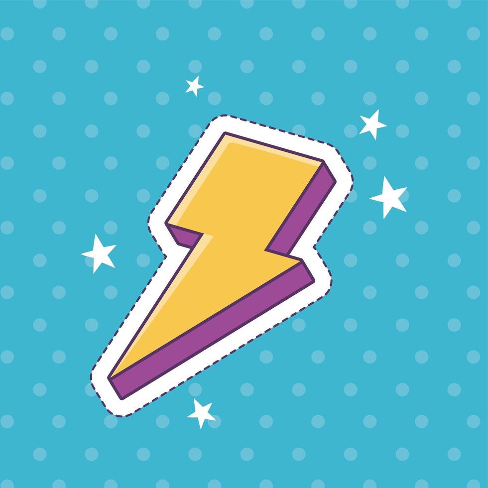 thunderbolt stars patch fashion badge sticker decoration icon vector