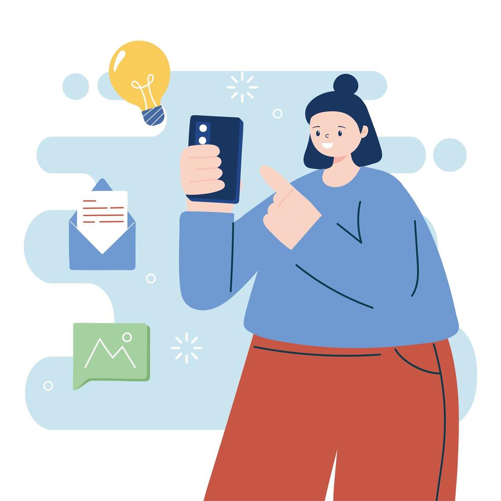 Woman with smartphone vector design