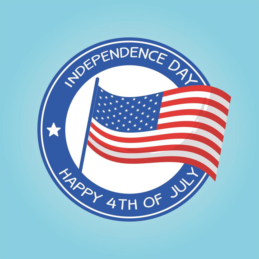 Independence day flag seal stamp vector design