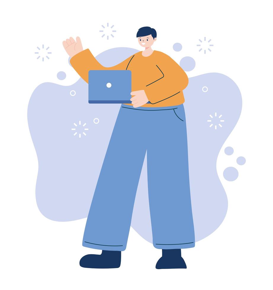 Man with laptop vector design