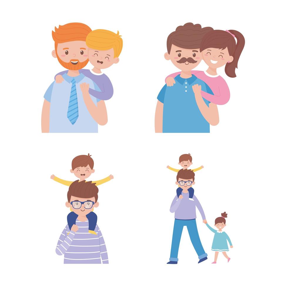 diseño vectorial de padre hijo e hija vector