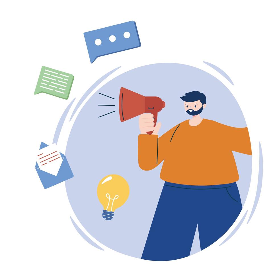 Man avatar with megaphone vector design