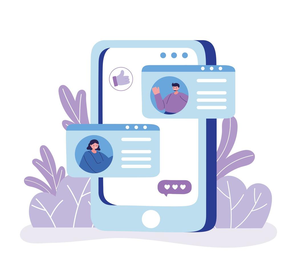 smartphone people chatting message speech bubble vector