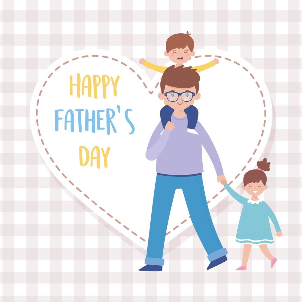 Father son and daughter on fathers day vector design