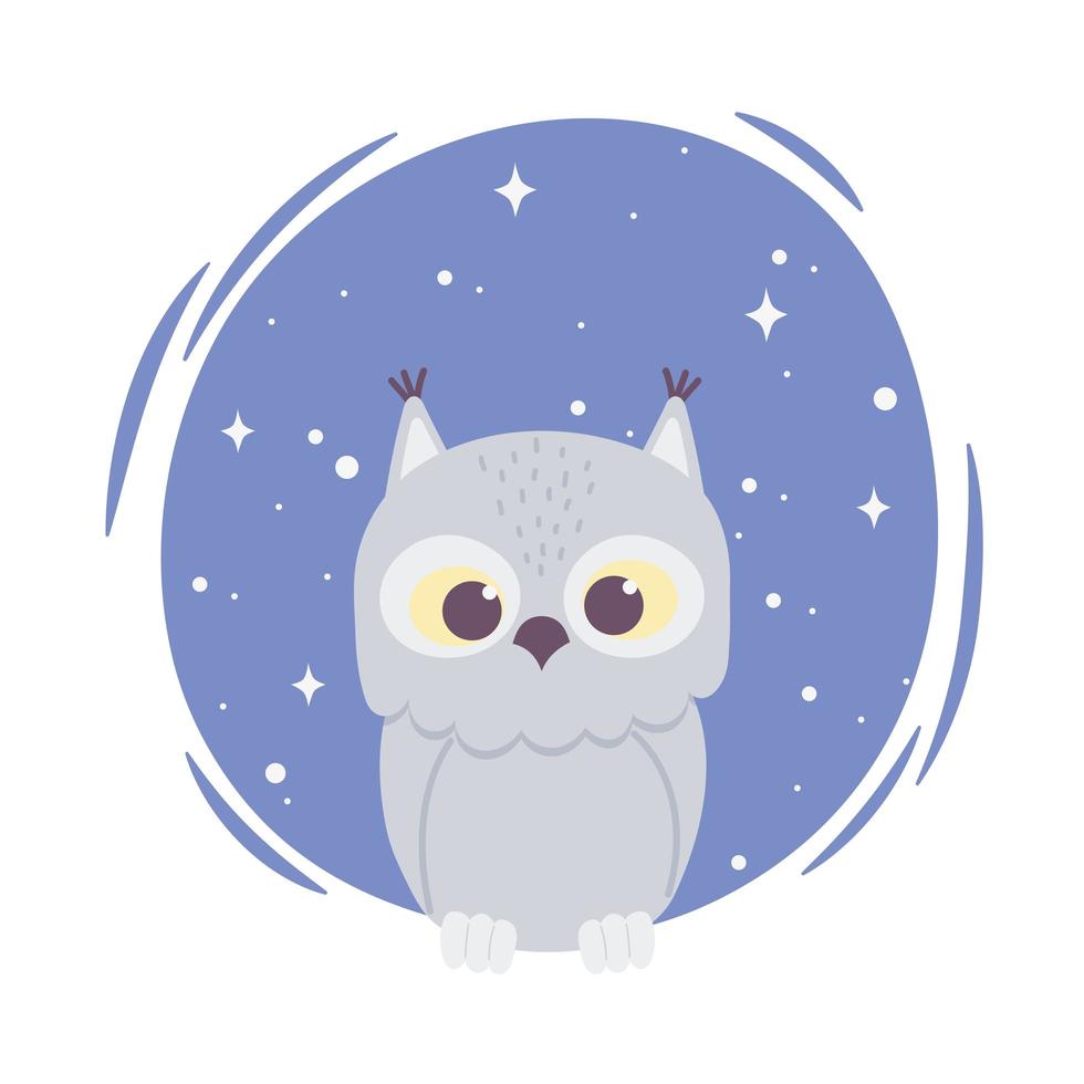 cute cartoon animal adorable wild character owl vector