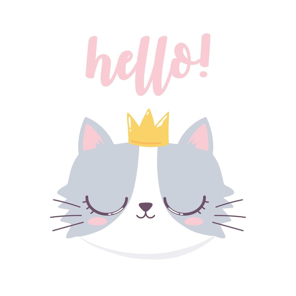 Hello Cat Face With Crown Cartoon Animal Funny Character Vector Art At Vecteezy Hello Cat Face With Crown Cartoon Animal Funny Character Vector Art At Vecteezy