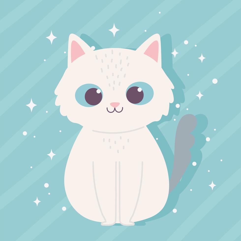 cute cartoon animal adorable wild character little cat sitting vector