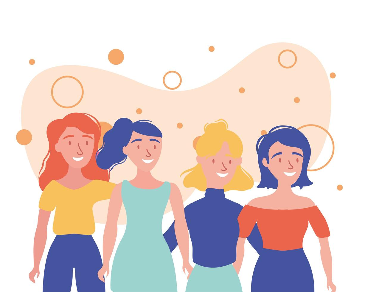 women avatars friends vector design