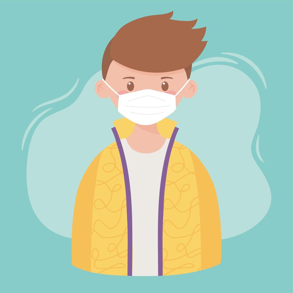 young boy wearing medical mask, prevention coronavirus disease covid 19 vector