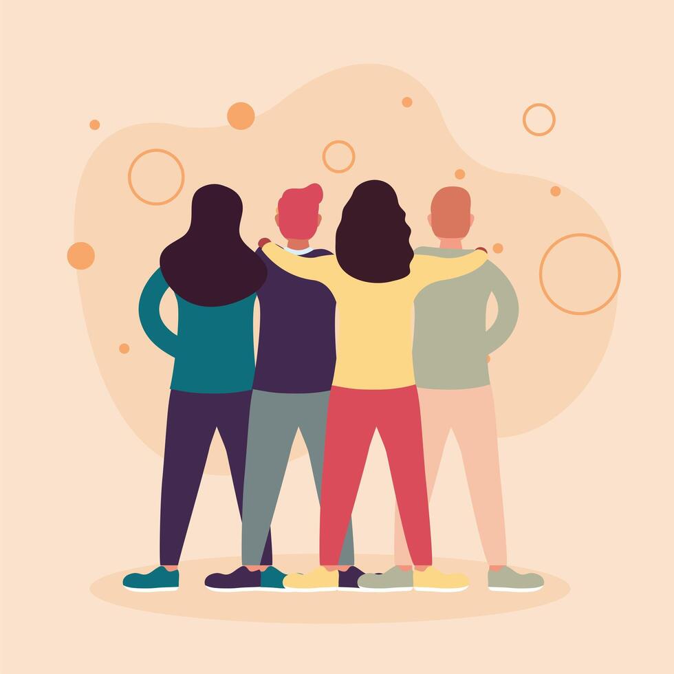 Women and men avatars back view design vector