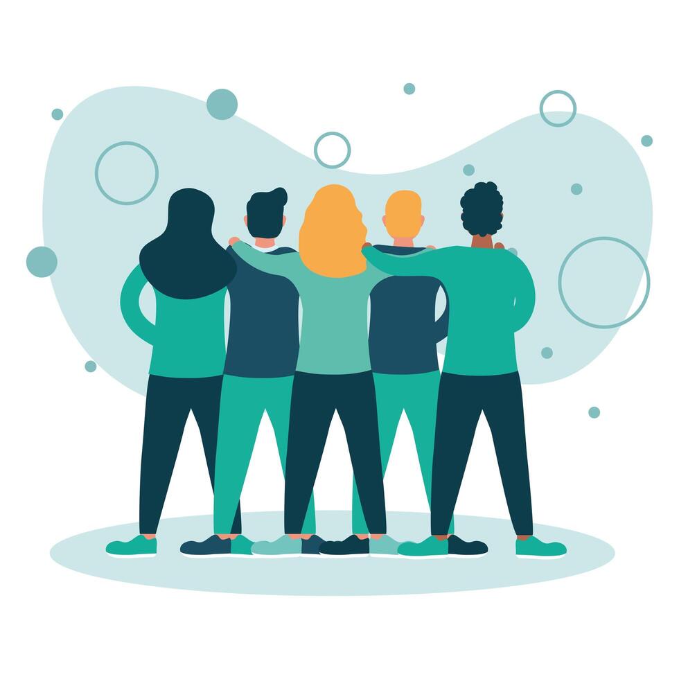 Women and men avatars back view design vector
