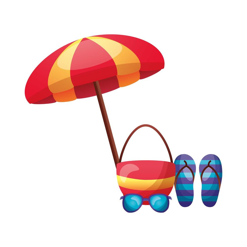 umbrella, bucket and sandals vector design