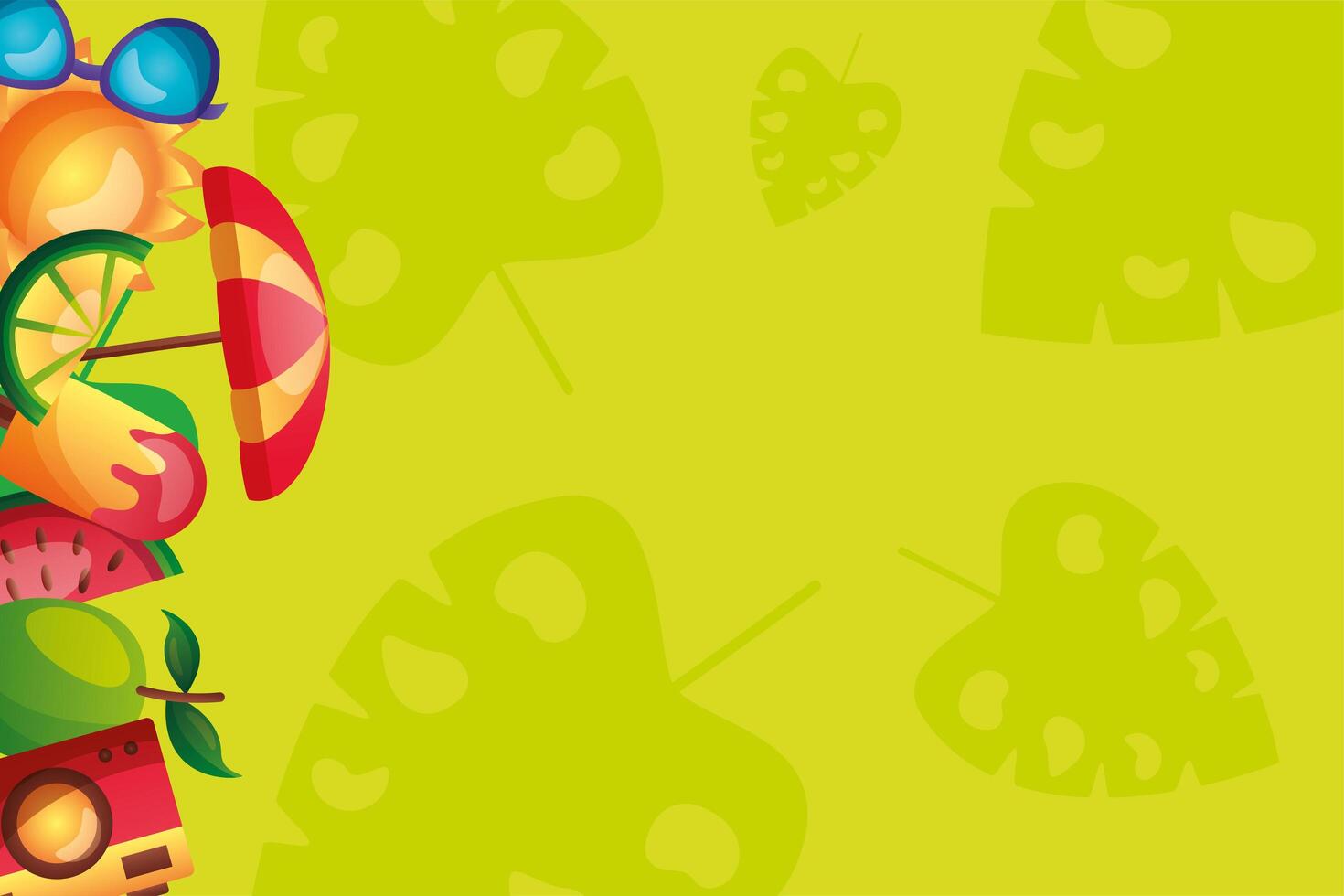 summer icon set at left side design vector