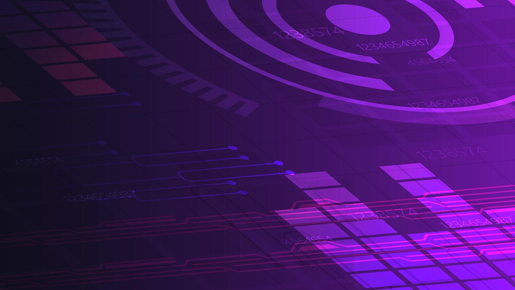 Purple digital background for your creativity with graph, paths and abstract circle vector