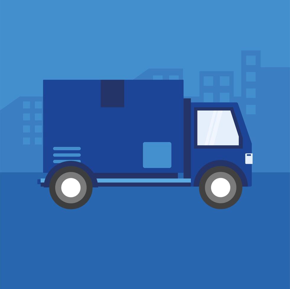 Delivery blue truck vector design