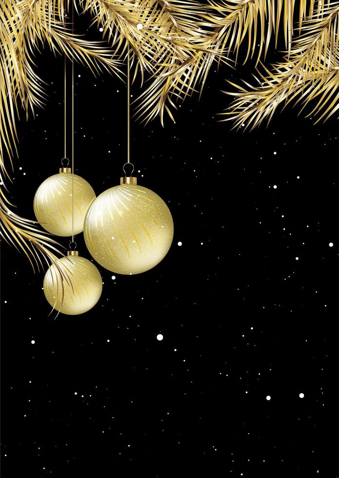 Gold and black Christmas card design vector