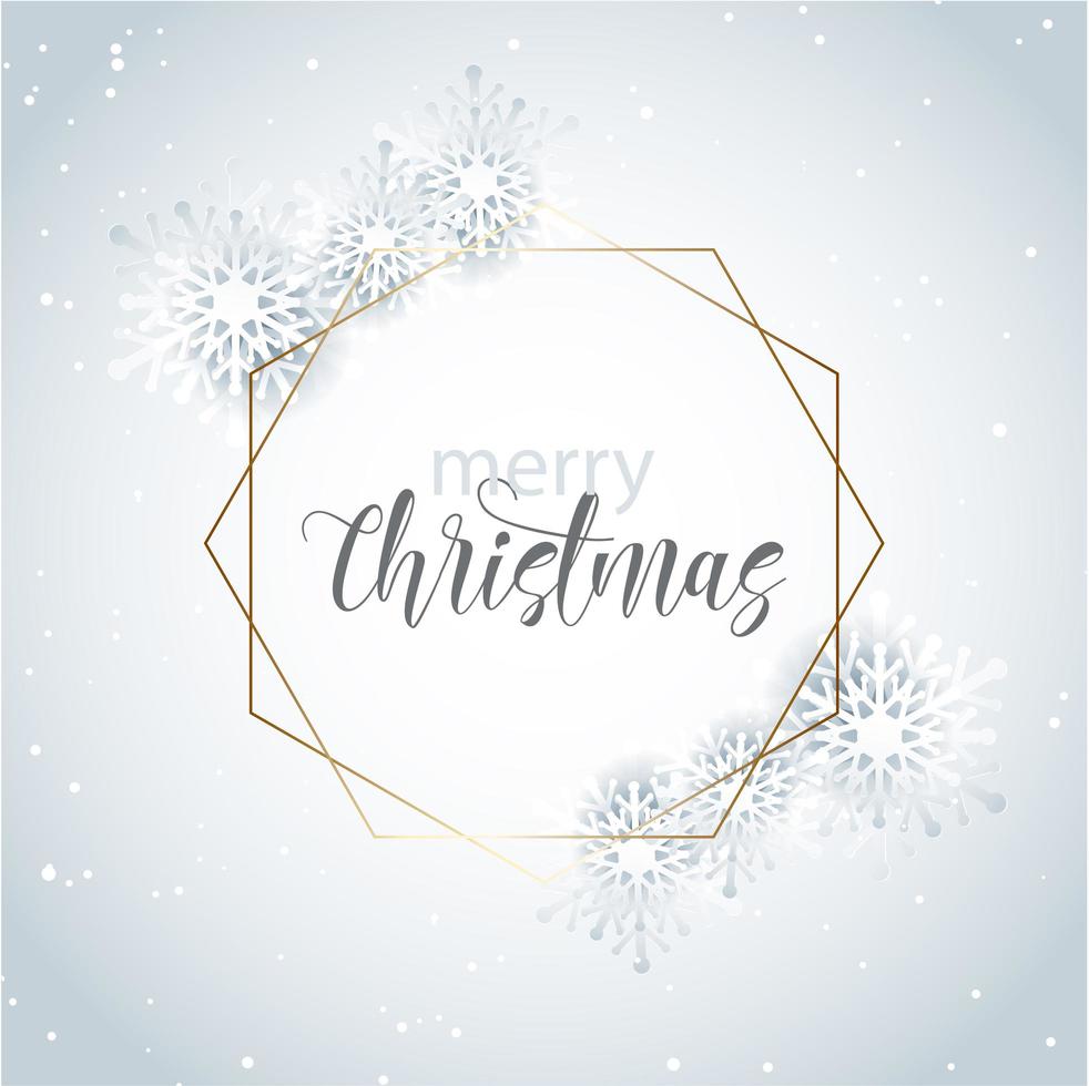 Decorative Christmas snowflake background with gold frame vector