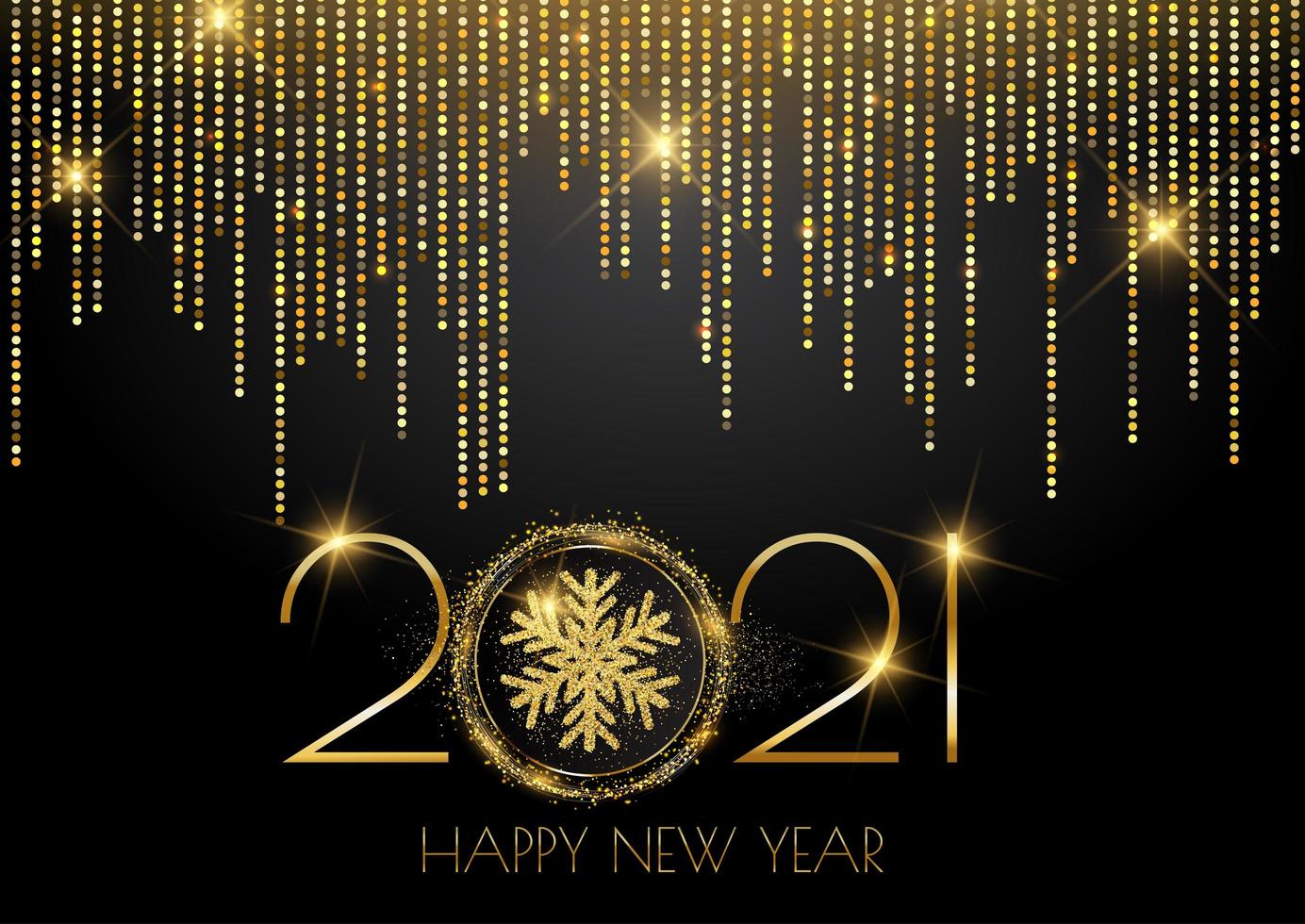 Glittery gold sparkle happy new year background vector