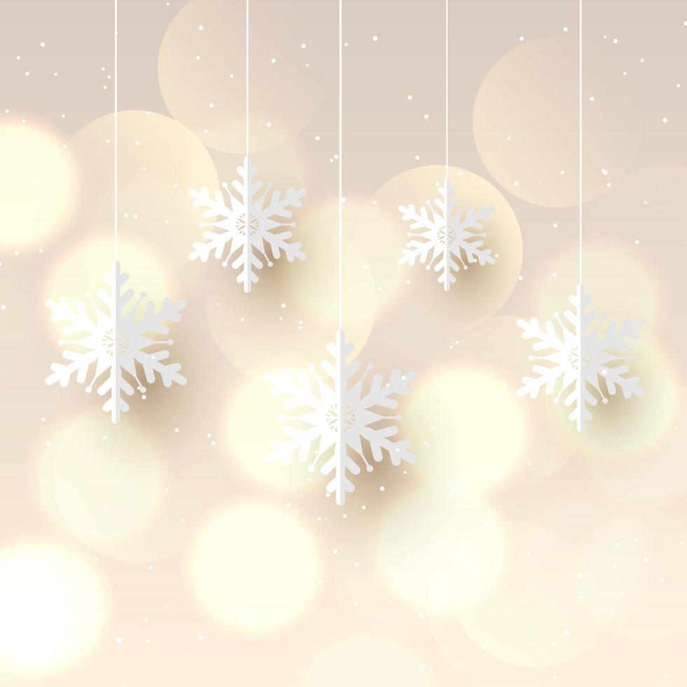 fondo de navidad con copos de nieve colgantes vector