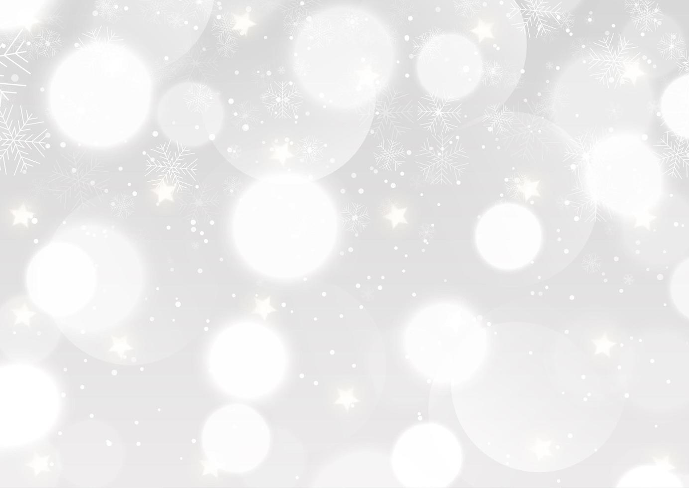 Silver bokeh lights Christmas background vector