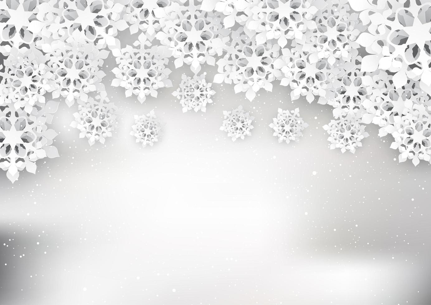 Fondo de copos de nieve navideños en estilo papercut vector