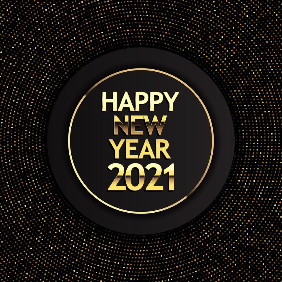 diseño de feliz año nuevo dorado y negro vector