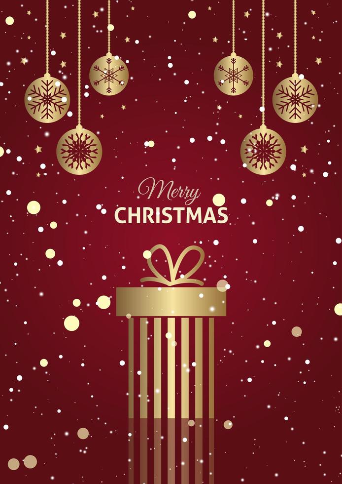 Christmas gift background with hanging baubles vector