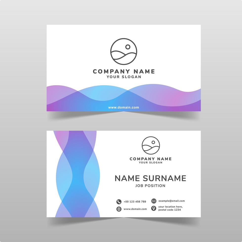 Modern dynamic wave business card vector template