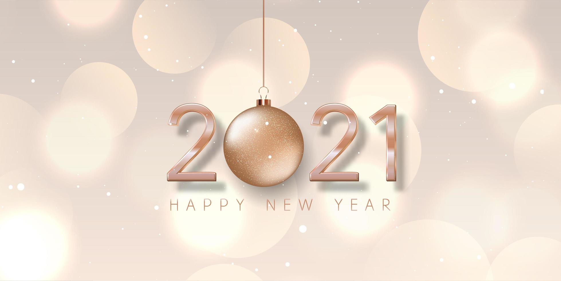 Rose gold Happy New Year banner design vector