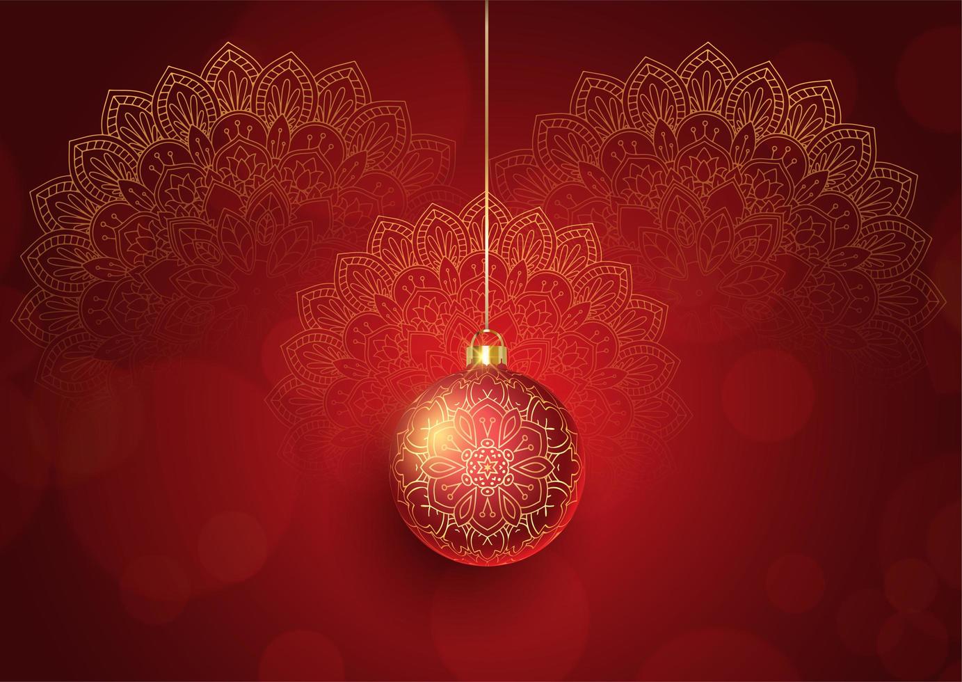 Decorative Christmas background with bauble and mandala design vector