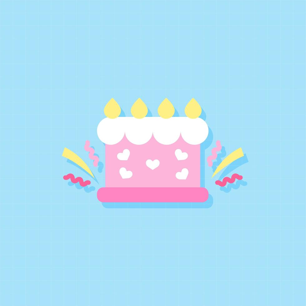 Cute valentines cake flat design element icon vector