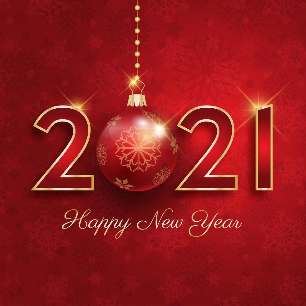 Happy nNew Year background with hanging bauble vector