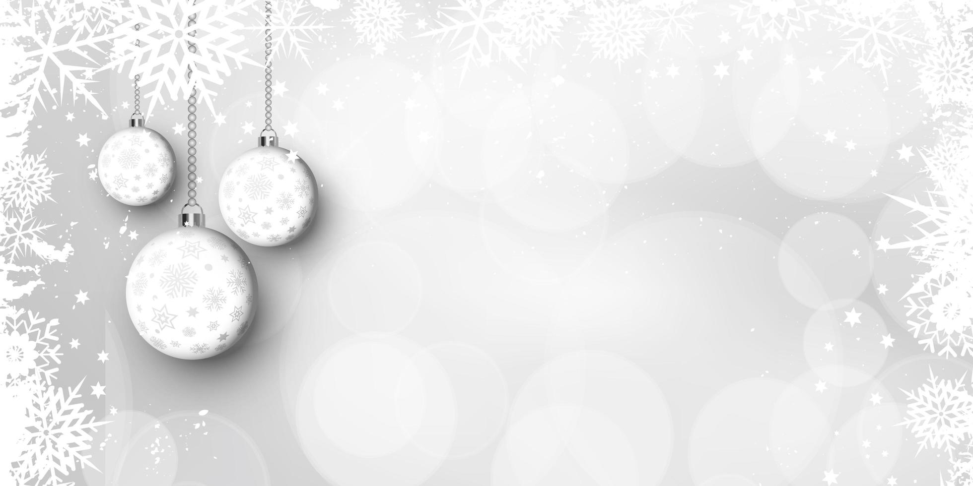 adornos navideños y diseño de banner de copo de nieve vector