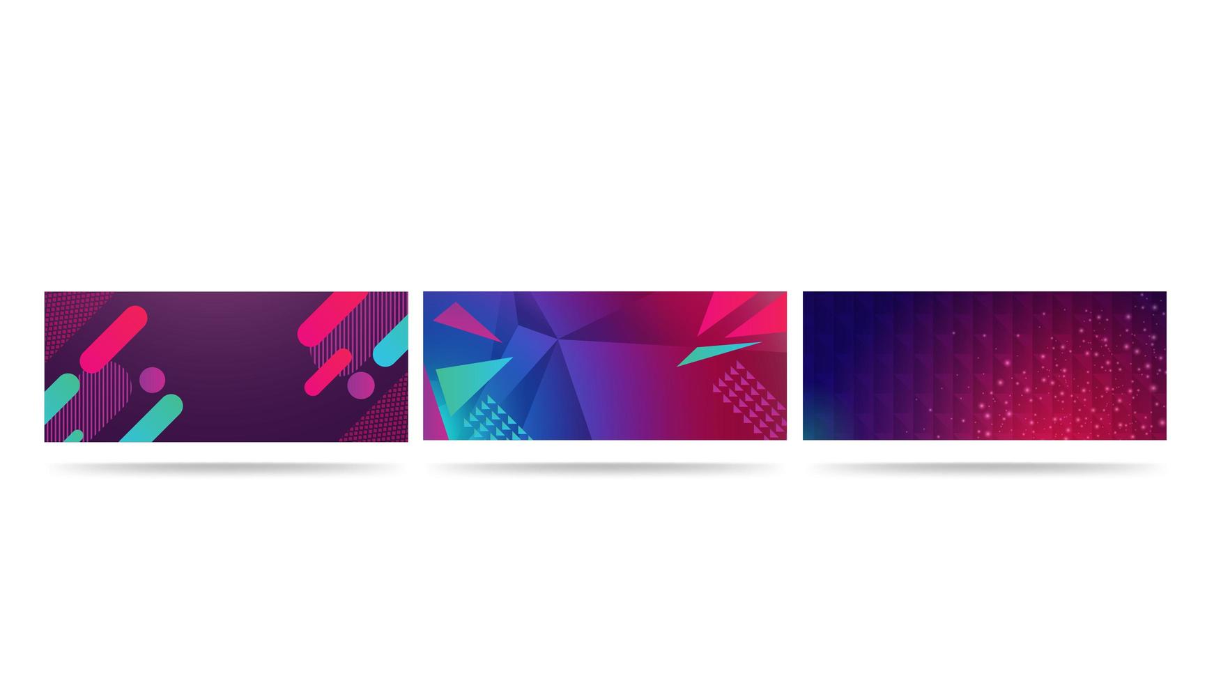 Set of geometrical horizontal templates with copy space. Purple geometrical background vector