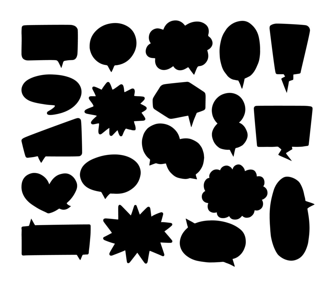 Collection of Silhouette Speech Bubbles vector