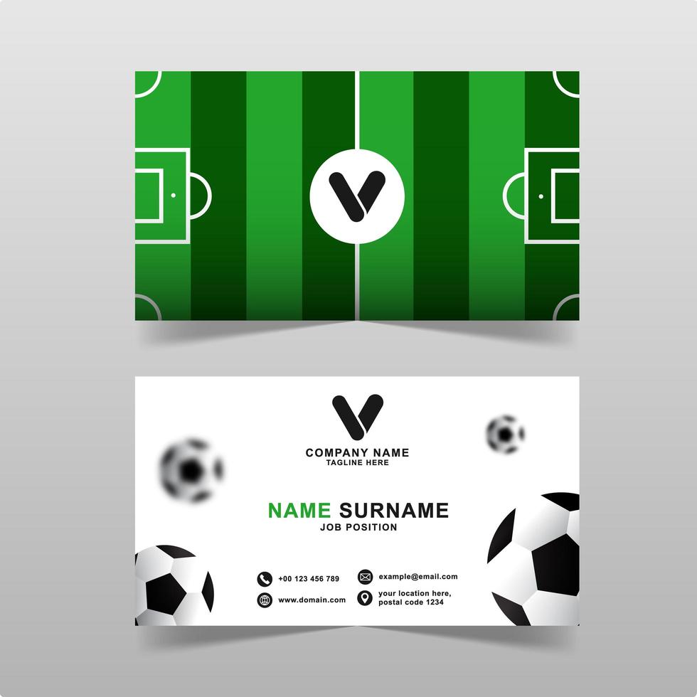 Modern business card vector template with football concept