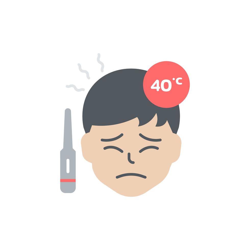 Man with high fever icon vector