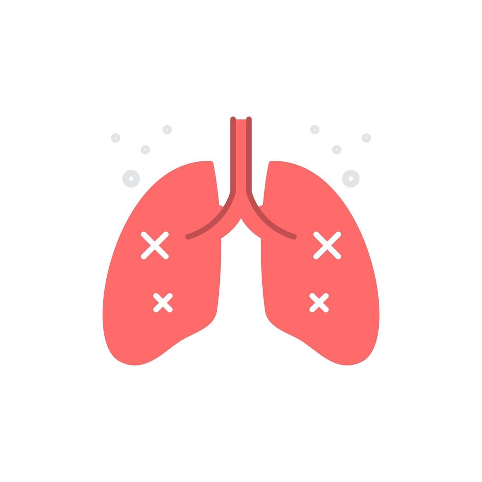 Damaged or infected lung flat icon vector