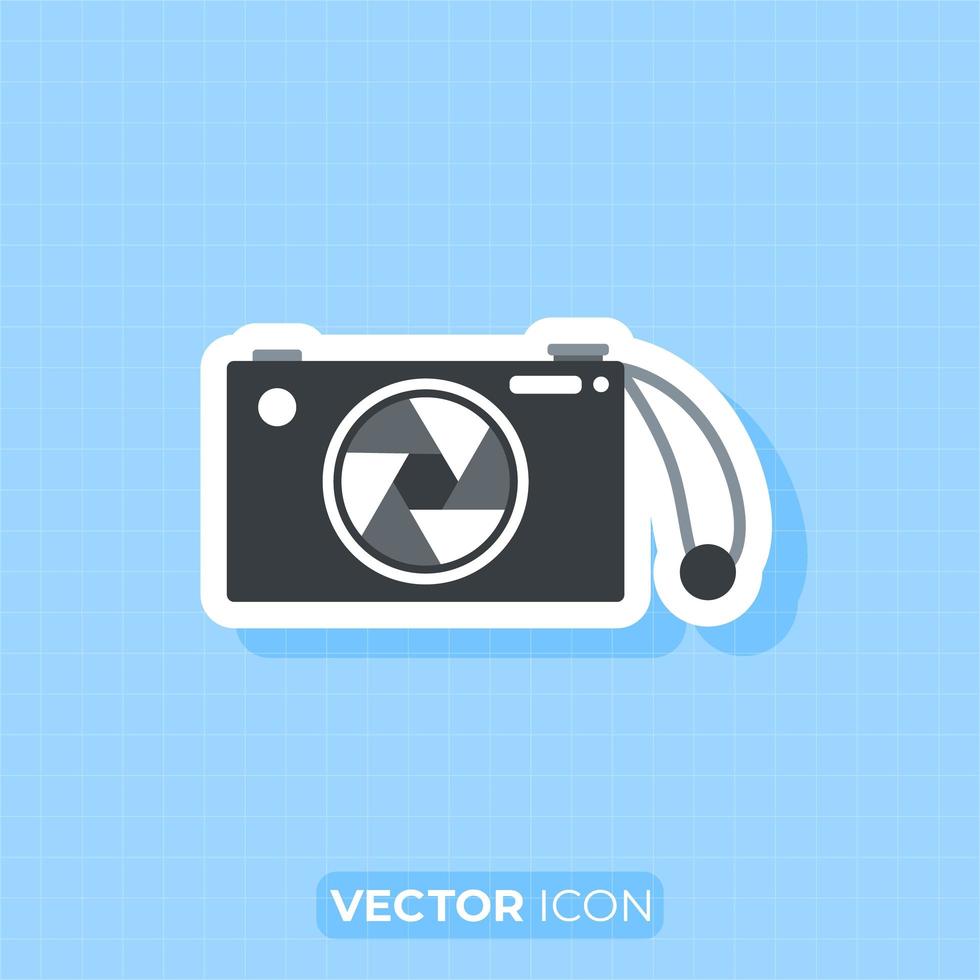 Digital camera with strap vector icon