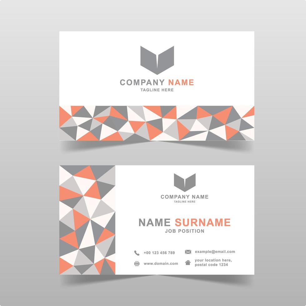 Low polygon geometric business card template vector