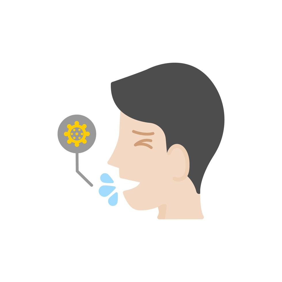 Man coughing with virus infection icon vector