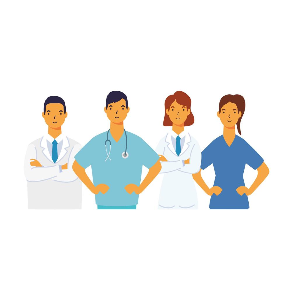 male and female doctors with uniforms vector design