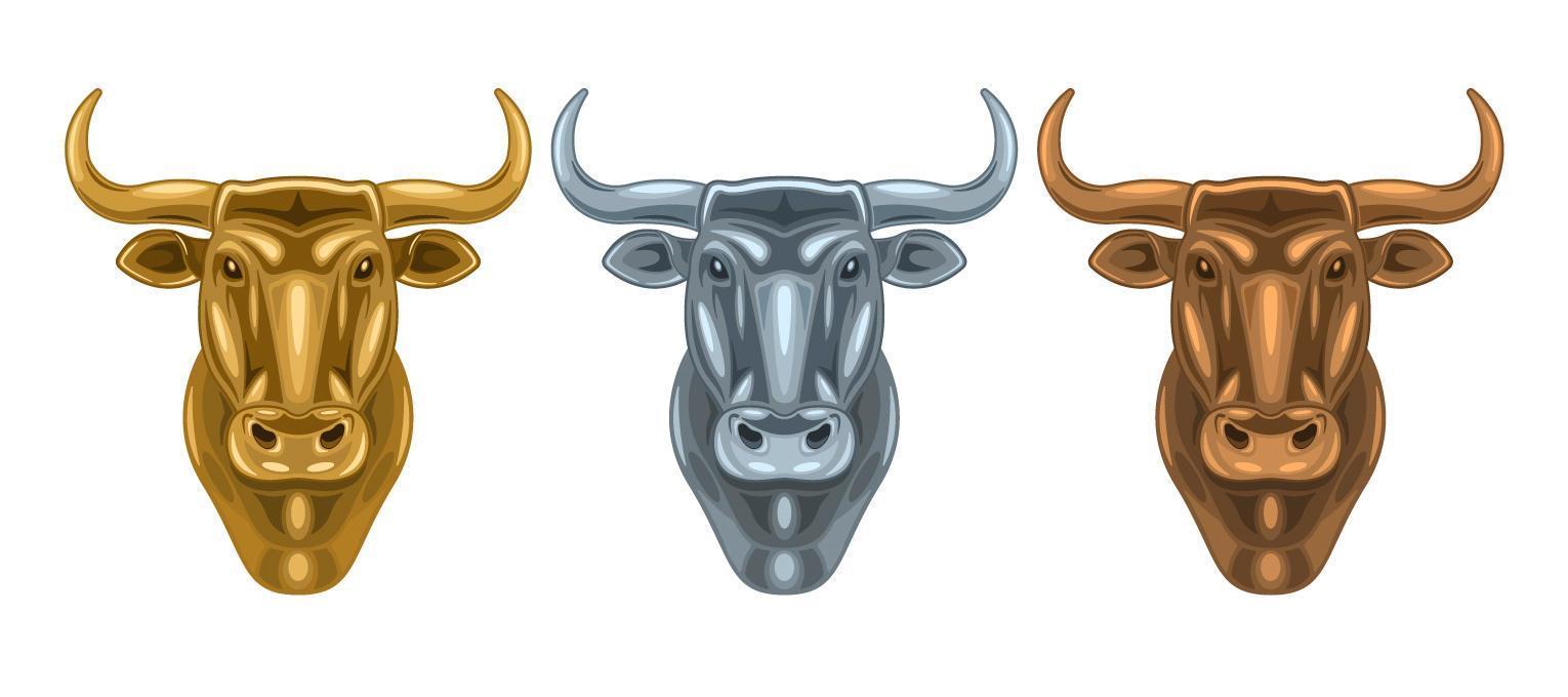 Cartoon metal bull heads vector