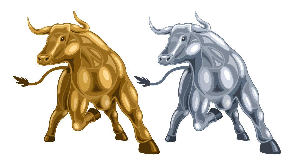 Cartoon metal bull set vector