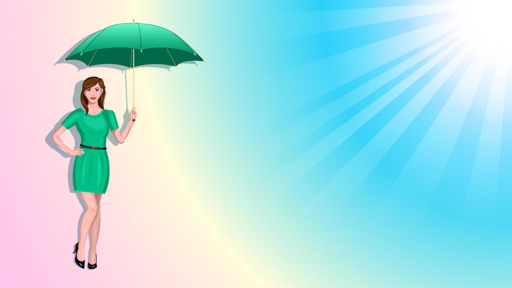 Woman Holding Umbrella Gradient Background vector