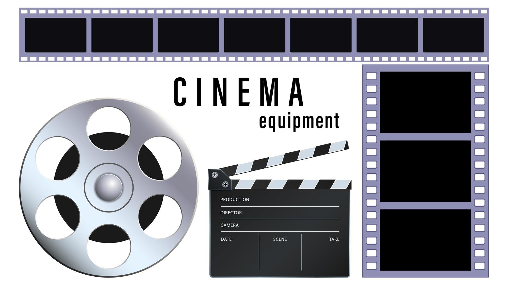 Realistic Cinema Equipment Isolated on a White Background vector