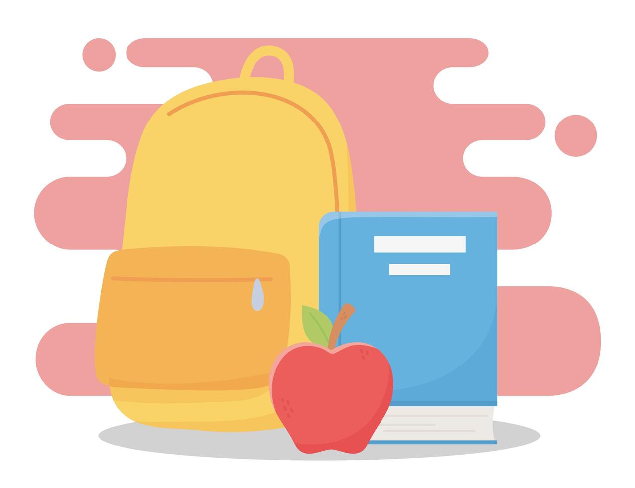 online education, backpack book and apple school vector